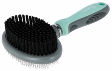 KERBL Double Brush with Soft Synthetic Bristle and Metal Teeth - 20x11.5 cm