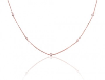 Silver necklace #2500136(PAu-R)_CZ, Silver 925°, red gold (Plating), Zirkons, length: 42 cm, 2.4 gr.