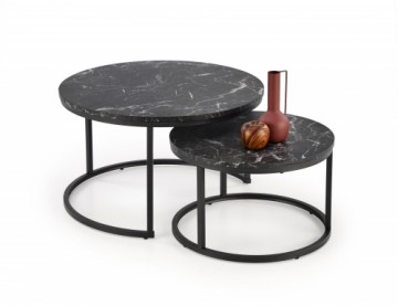 JAVA set of 2 c. tables, black marble / black