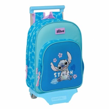 Skolas mugursoma ar riteņiem Lilo & Stitch Hawaii Zils 26 x 34 x 11 cm