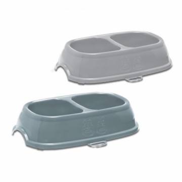 Stefanplast Barības bļoda Break 11 0,4+0,4L 28x17x6cm asorti pelēka/zila