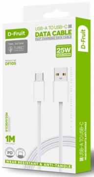 D-Fruit кабель USB-A - USB-C 1 м, белый (DF105)