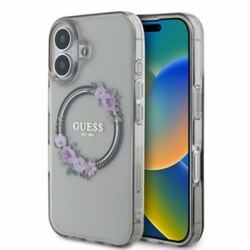 Guess GUHMP16SHFWFCK iPhone 16 6.1" czarny|black hardcase IML Flowers Wreath MagSafe