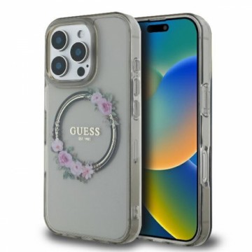 Guess GUHMP16LHFWFCK iPhone 16 Pro 6.3" czarny|black hardcase IML Flowers Wreath MagSafe