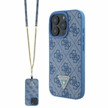 Guess GUHCP16XP4TDSCPB iPhone 16 Pro Max 6.9" niebieski|blue hardcase Leather Metal Logo Strass Crossbody