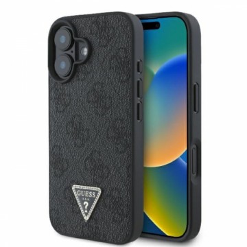 Guess GUHCP16SP4TDPK iPhone 16 6.1" czarny|black hardcase Leather 4G Triangle Strass MagSafe