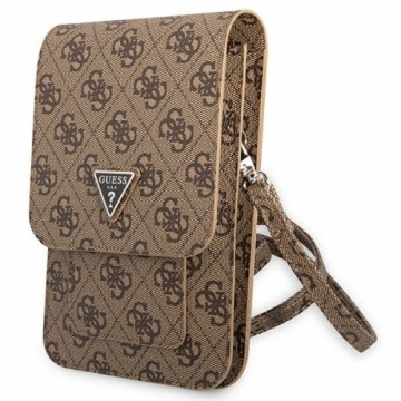 Guess PU 4G Triangle Logo Phone Bag Brown