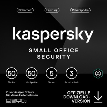 Kaspersky Small Office Security [50 Geräte - 3 Jahre] Base 50 Geräte + 50 Mobilgeräte + 5 Dateiserver - 3 Jahre