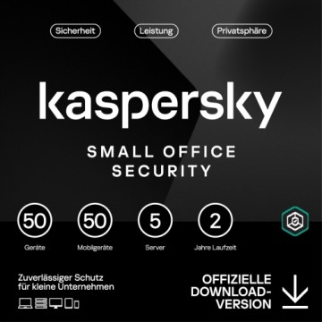 Kaspersky Small Office Security [50 Geräte - 2 Jahre] Base 50 Geräte + 50 Mobilgeräte + 5 Dateiserver - 2 Jahre