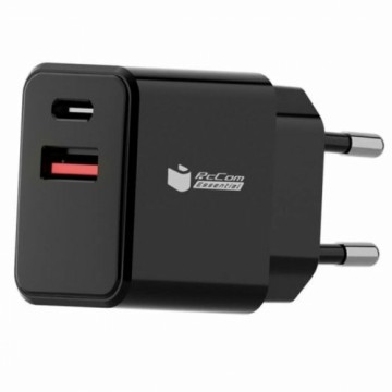 Wall Charger PcCom Essential Black 20 W USB USB-C