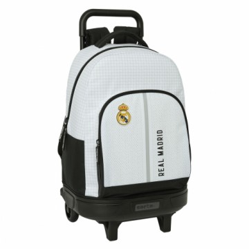 School Rucksack with Wheels Real Madrid C.F. 24/25 White Grey 33 x 45 x 22 cm