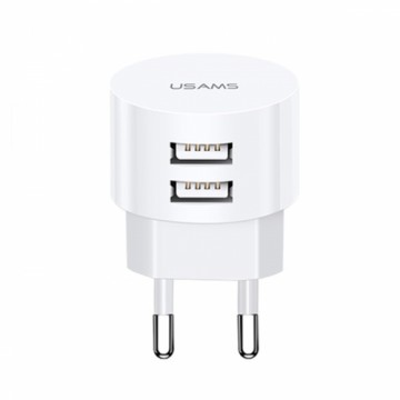 USAMS Ład. siec. 2xUSB T20 2,1A round (only head) biały|white Fast Charging CC80TC01 (US-CC080)