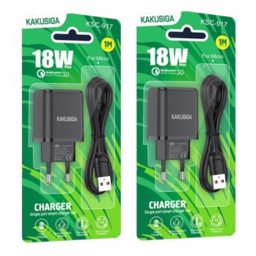 KAKUSIGA KSC-917 lādētājs | 18W | 3A + USB-C kabelis 1m melns