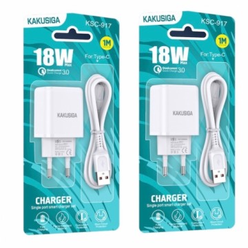 KAKUSIGA KSC-917 charger | 18W | 3A + USB-C cable 1m white