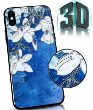 Mocco Flowers Aizmugurējais Apvalks 3D Priekš Samsung Galaxy A72 / A72 5G Zils