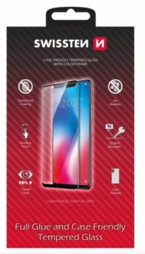 Swissten Full Face 5D Tempered Glass Aizsargstikls Pilnam Ekrānam Huawei P Smart Pro Melns