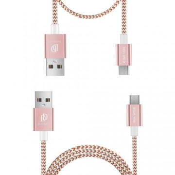 Dux Ducis KII Premium Micro USB Set Of 2 Material Data and Charging Cables 100 cm + 20 cm Pink