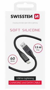 Swissten Soft Silicone Data Cable USB / Lightning 1.5m / 60w