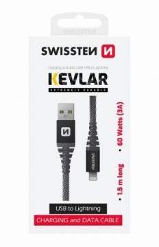 Swissten Kevlar Kabelis USB / Lightning 1.5m / 60w