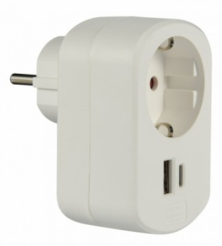 Electraline 55079 Strāvas kontaktligzda ar lādētāju USB-A / USB-C QC 18W