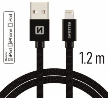 Swissten MFI Textile Fast Charge 3A Lightning Data and Charging Cable 1.2m