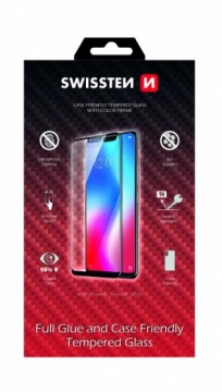 Swissten Full Face Tempered Glass Aizsargstikls Pilnam Ekrānam Xiaomi Mi 10 Lite Melns