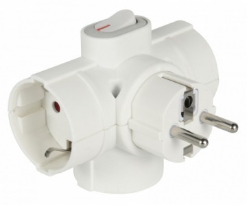 Electraline 55090 Strāvas adapters ar slēdzi 3x / 16A / 250V