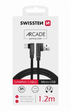 Swissten Pītais L Tipa Universāls Quick Charge 3.1 USB uz micro USB Datu un Uzlādes Kabelis 1.2m