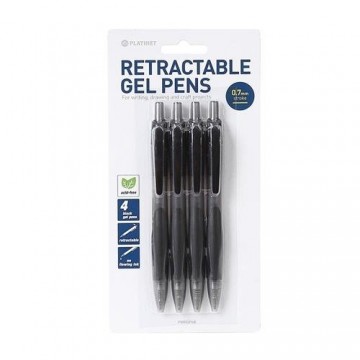 Platinet PWRGP4B Retractable Gel Ink Pens 4 Pcs Black