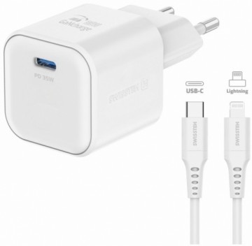 Swissten Tīkla Lādētājs GaN USB-C 35W PD + Datu kabelis USB-C - Lightning 1.2m