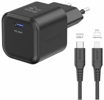 Swissten Tīkla Lādētājs GaN USB-C 35W PD + Datu kabelis USB-C - Lightning 1.2m