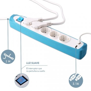 Electraline 62160 Удлинитель 5P 2xUSB 2m