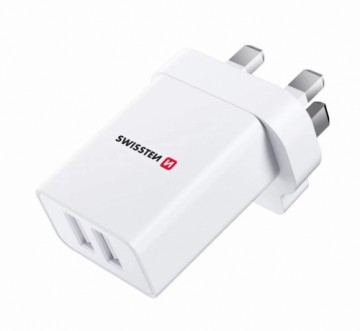 Swissten Зарядное устройство 2x USB 10.5W для UK Разъем