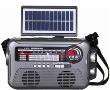 Cmik MK-192 Retro Radio ar Saules Lampu / Lukturi / Bluetooth / USB / Pelēks