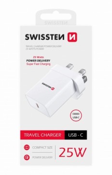 Swissten Tīkla Lādētājs PD USB-C priekš UK kontaktligzdas 25W