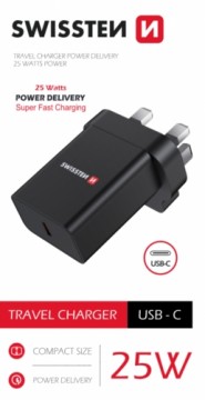 Swissten Зарядное устройство PD USB-C для UK разъем 25W