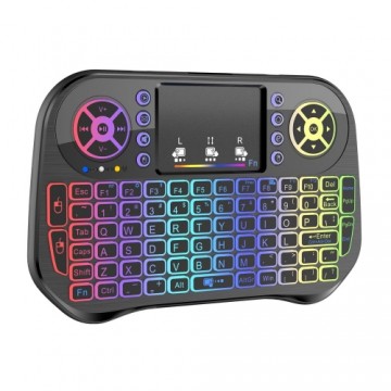 RoGer QL268 Wireless Mini Bezvadu Kompakta Klaviatūra PC / PS3 / XBOX 360 / Smart TV / Android + TouchPad (Ar RGB Apgaismojumu)