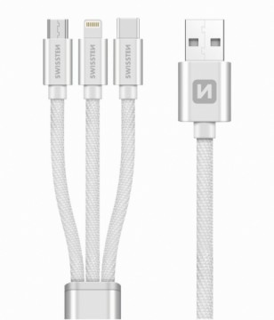 Swissten Textile Universal 3in1 USB-C / Lightning Data MFI / MircoUSB-кабель 1.2м