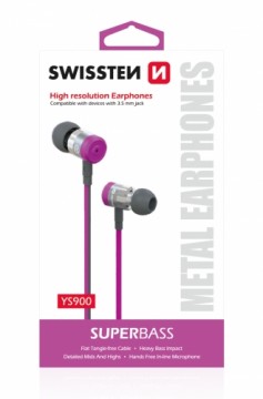 Swissten SuperBass Earbuds Metal YS900 Stereo  Headset With Microphone 3,5mm / 1.2m