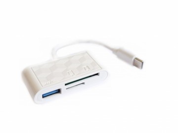 RoGer USB-C Hub 3in1 USB 2.0 / Card reader SD/TF / white