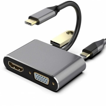 RoGer USB-C Мультимедиа адаптер HDMI 4K@30Hz / VGA 1080p / USB 3.0 / USB-C PD