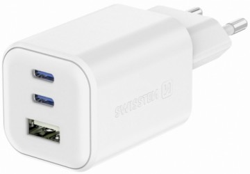 Swissten Travel Tīkla Lādētājs GaN 2x USB-C / PD USB-A / 18W QC / 65W