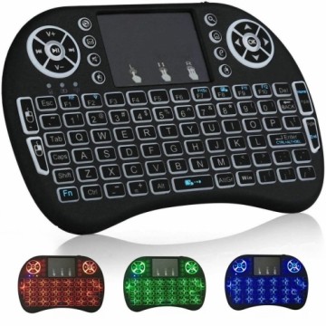 RoGer Q8 Wireless Mini Keyboard Беспроводная Клавиатура PC / PS3 / XBOX 360 / Smart TV / Android + Тачпад Черная (С RGB Подсветкой)