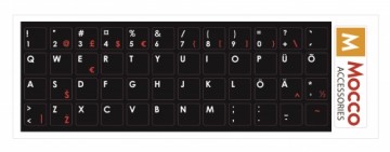 Mocco Keyboard Sticks ENG / EE With Laminated Waterproof Level Black / Red