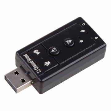 RoGer USB Audio card with microphone input / Virtual 7.1 / Black