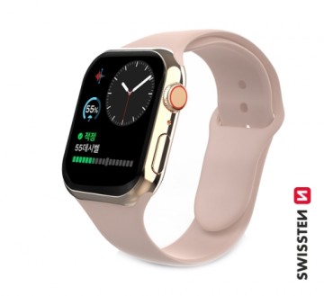 Swissten Cиликоновый Pемешок для Apple Watch 1/2/3/4/5/6 / SE / 42 мм / 44 мм / розовый