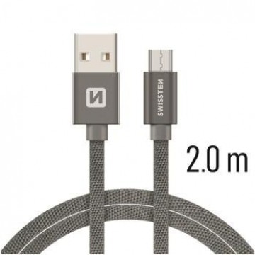 Swissten Textile Quick Charge Universal Micro USB Data and Charging Cable 2m