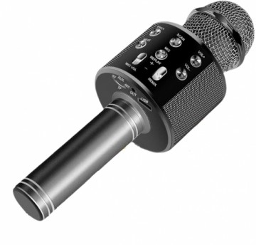 RoGer Bluetooth Karaoke Mikrofons Ar iebūvētu Skaļruni / 2x 5W / Aux / USB / MicroSD / Melns