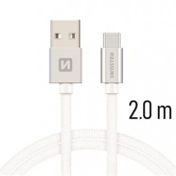 Swissten Textile Universāls Quick Charge 3.1 USB-C Datu un Uzlādes Kabelis 2m