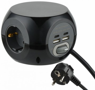 Electraline 62080 Удлинитель Мини Куб 3P 4USB